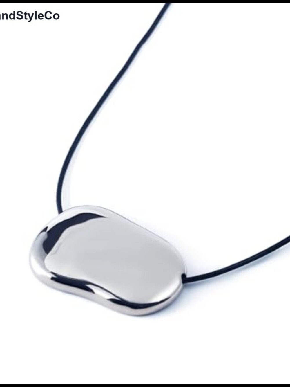 18K PVD Gold-Plated Stainless Steel Pebble Pendant Necklace on Adjustable Black